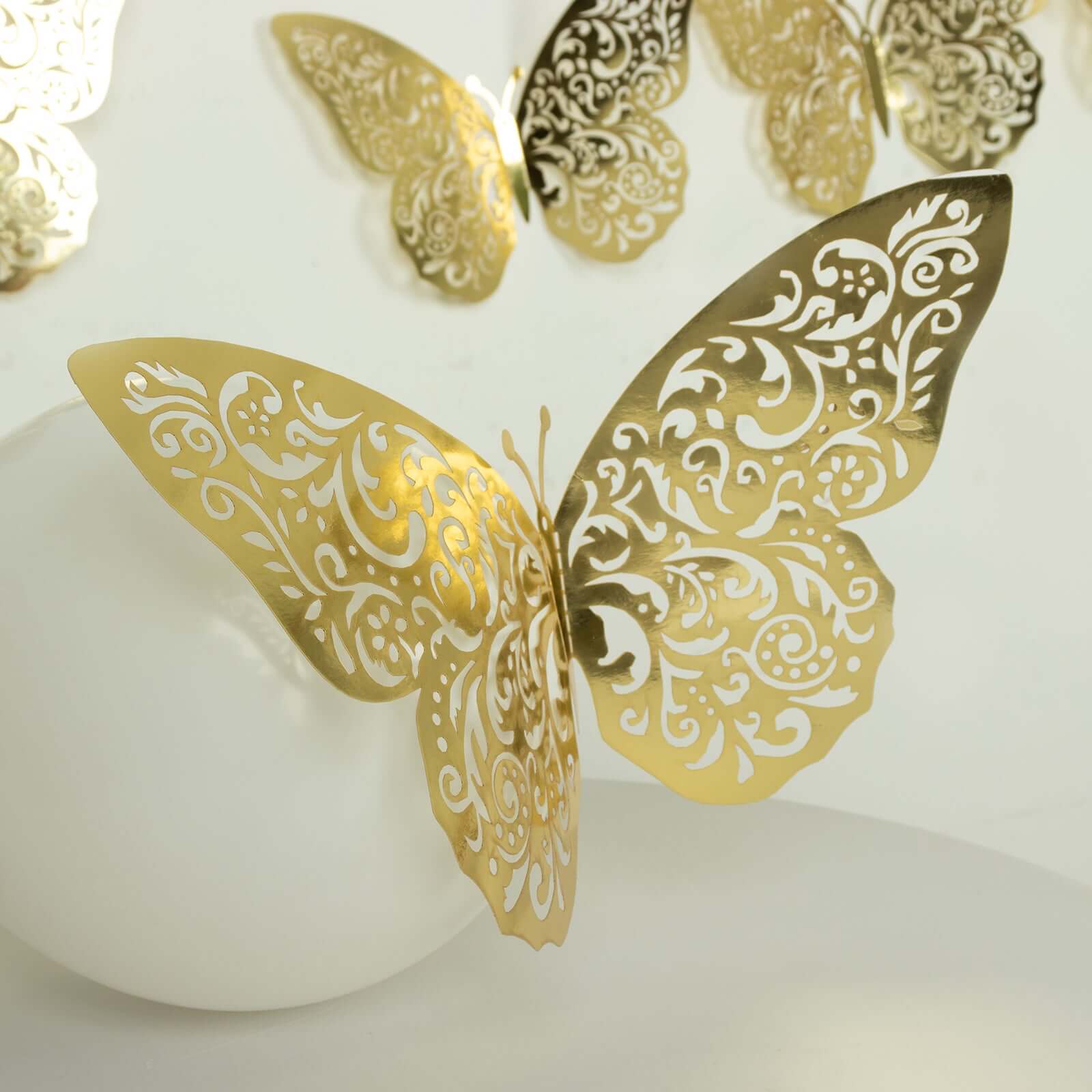 10 Pack Metallic Gold Foil Large 3D Butterfly Wall Stickers, 8"x12" Butterfly Paper Charger Placemat Decorations HIER_9200