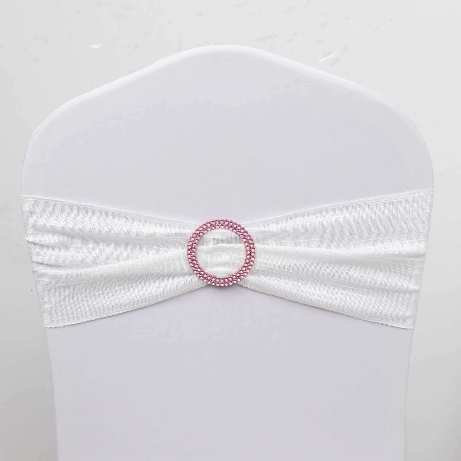 20 Pack Diamond Round Chair Sash Band Buckle Pins Pink - Timeless Rhinestone Napkin Rings 2.5" Chair Sashes HIER_3360