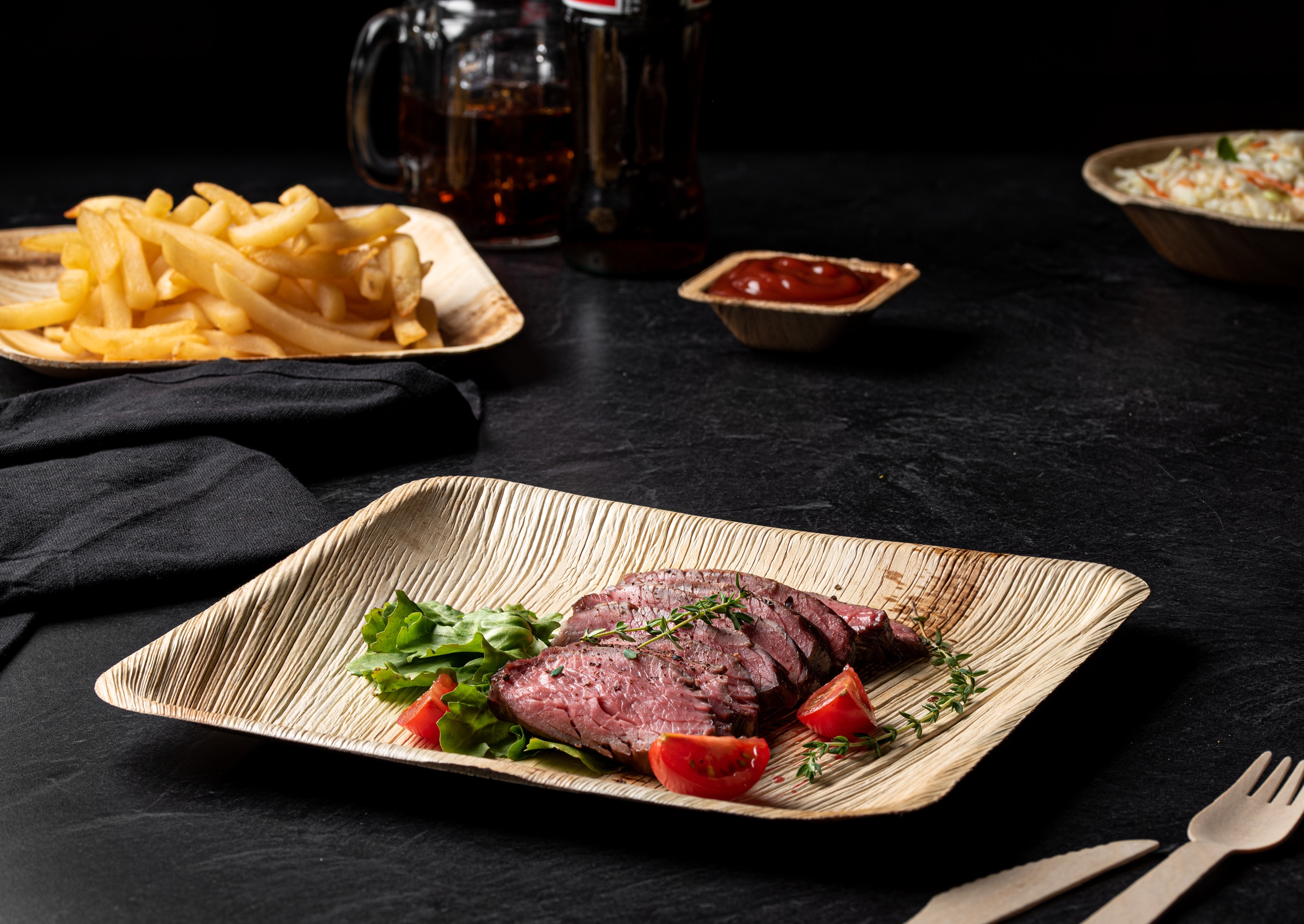 100% Compostable Plates Natural Disposable Square Palm Leaf Plates Bamboo-Style Plate - Palm Leaf