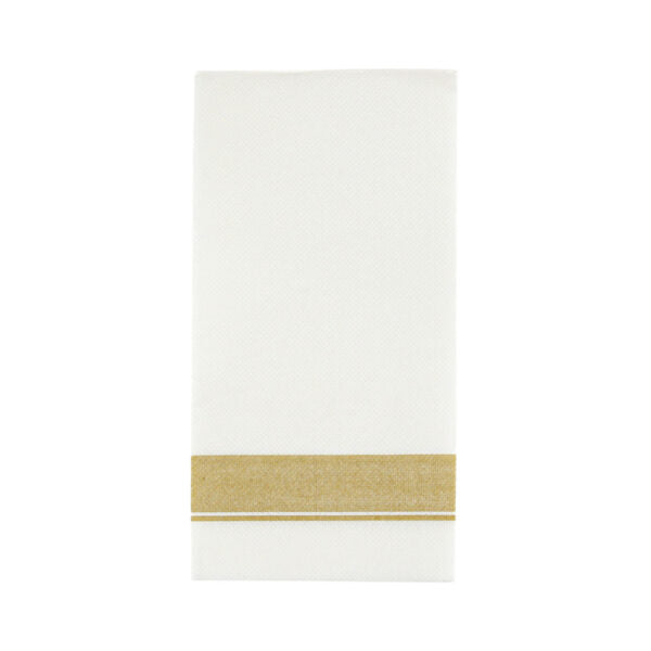 Linen Like Dinner Napkins With Border 50 Per Pack - White