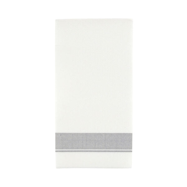 Linen Like Dinner Napkins With Border 50 Per Pack - White