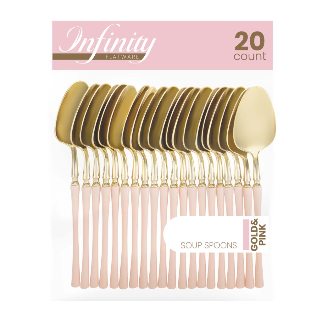 Infinity Collection Gold/Pink Flatware 20 Count