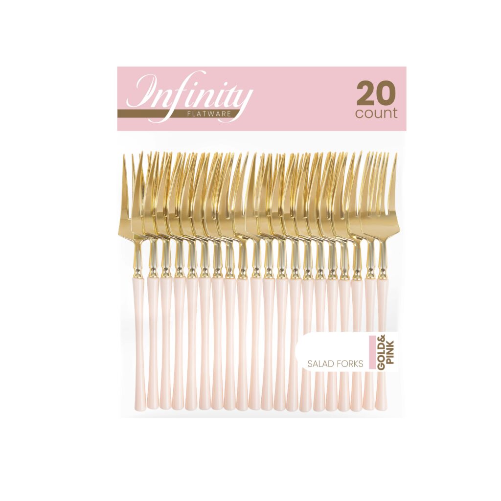Infinity Collection Gold/Pink Flatware 20 Count