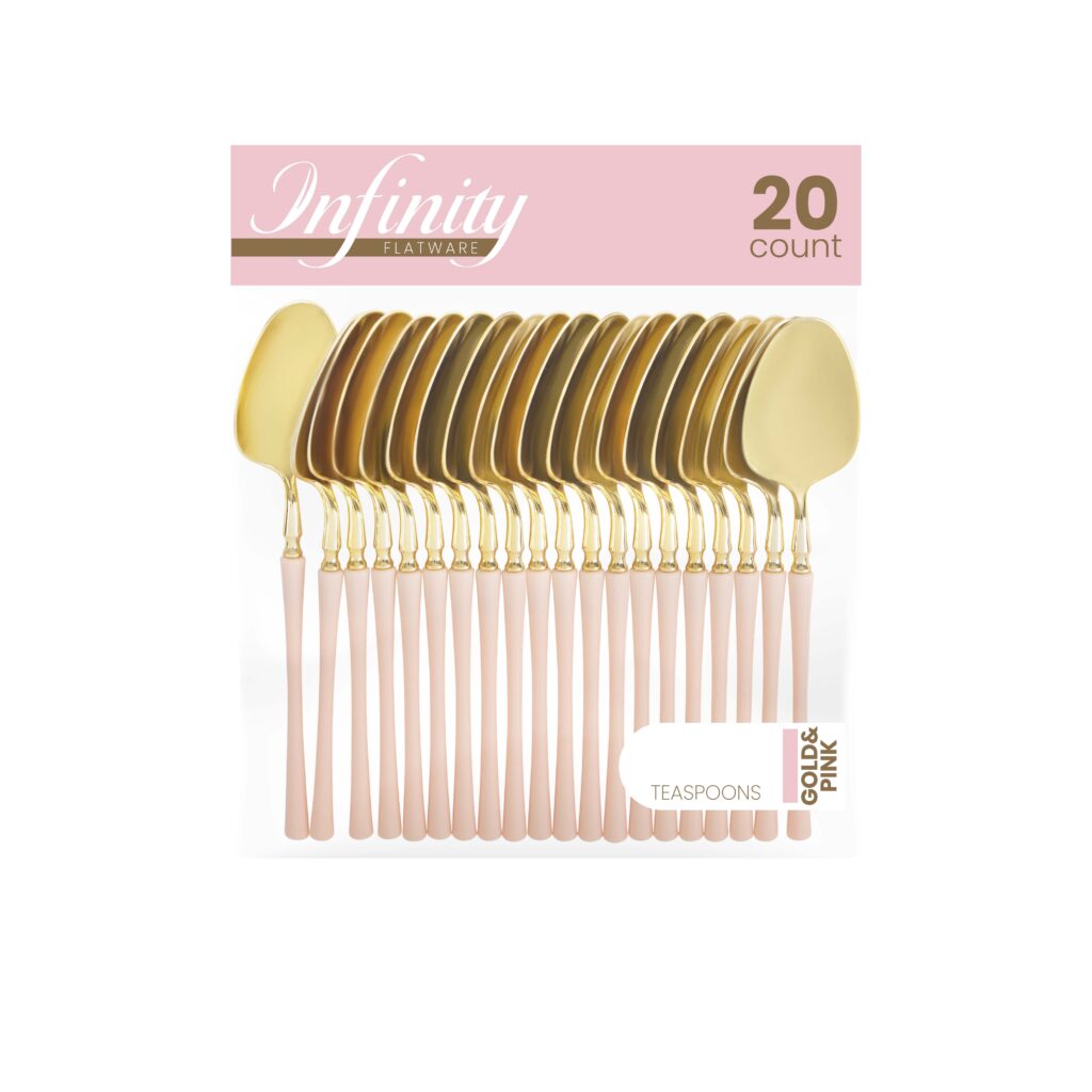 Infinity Collection Gold/Pink Flatware 20 Count