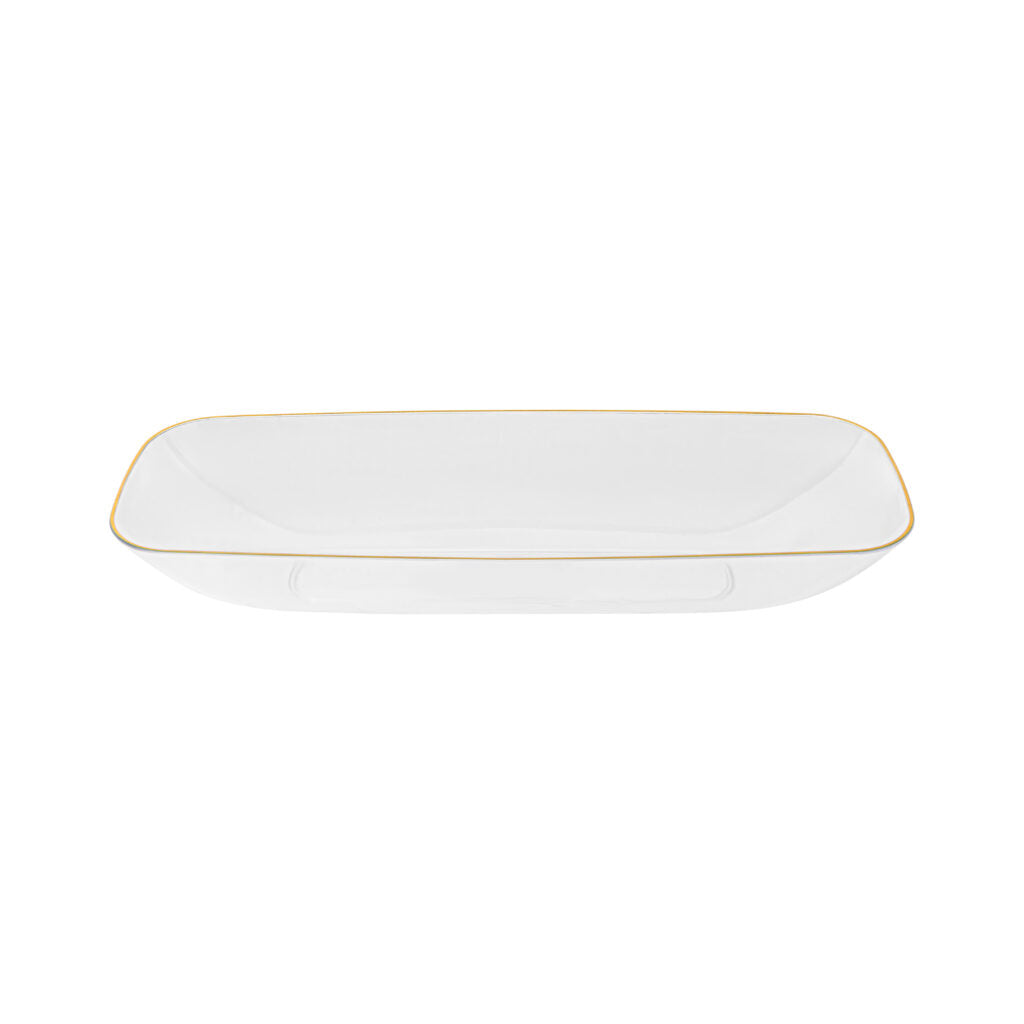 Clear and Gold Organic Rectangular Plastic Salad Bowl - 1 Count