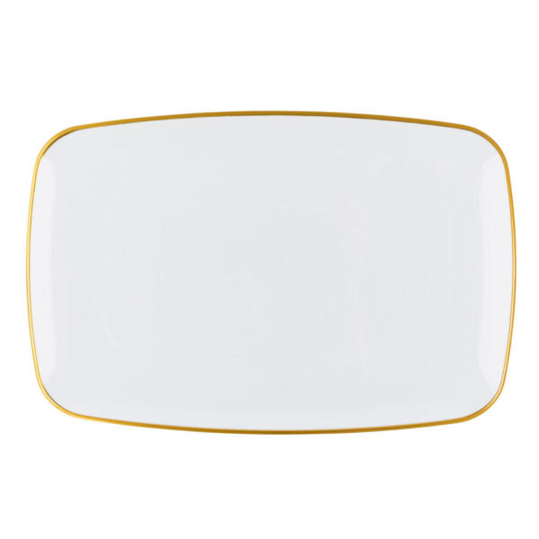 Organic White and Gold Rectangle Serving Dish