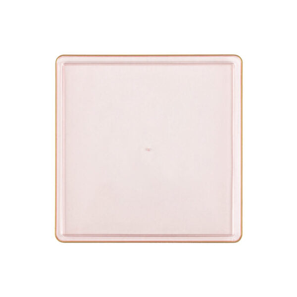 Pink Transparent and Gold Rim Square Plastic Plates (10 Pack) - Square Edge