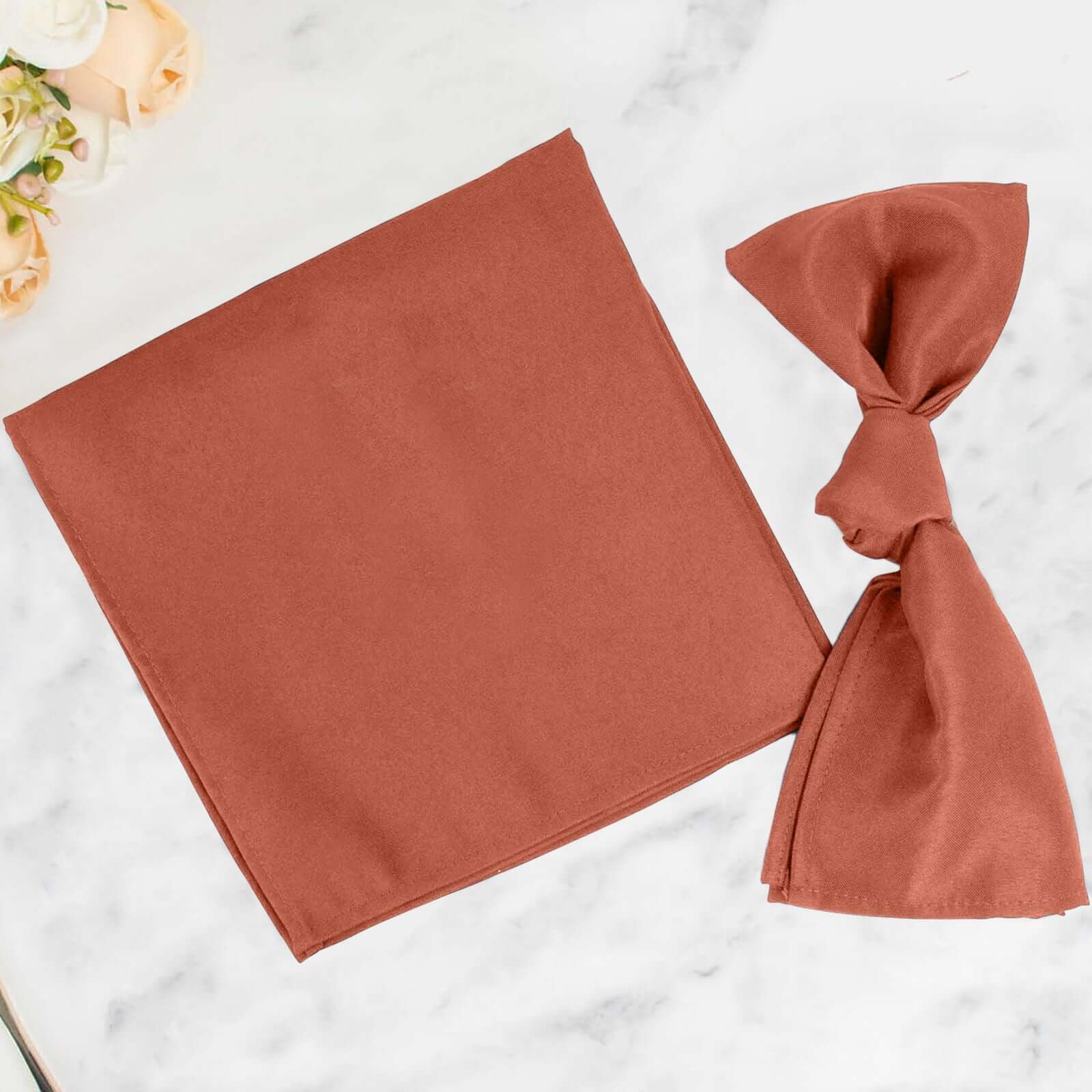 5 Pack Premium Polyester 20"x20" Napkins Terracotta (Rust) - Wrinkle-Resistant & Durable Dinner Napkins Napkins HIER_2430