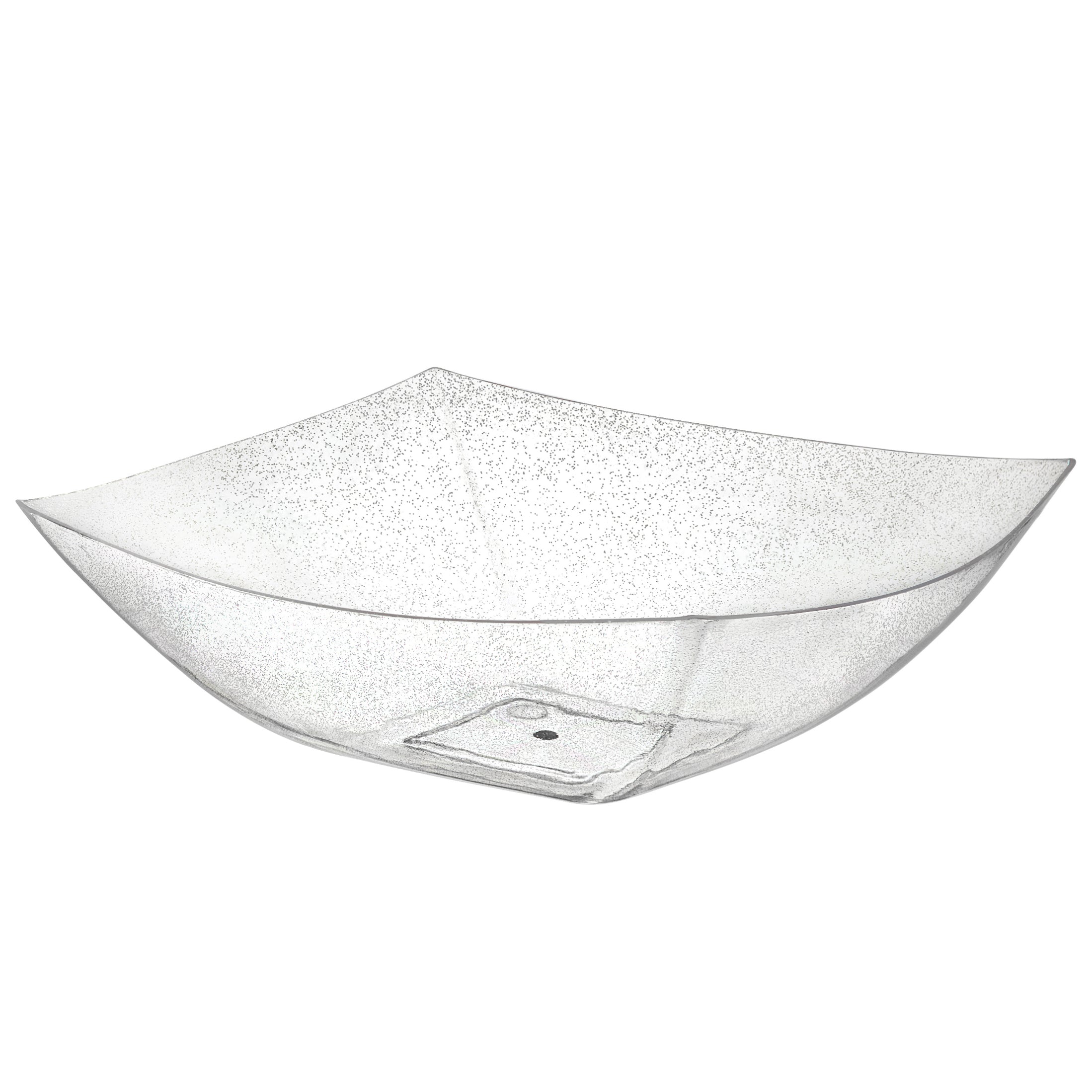 Square Silver Glitter Serving Bowl - 4 Count
