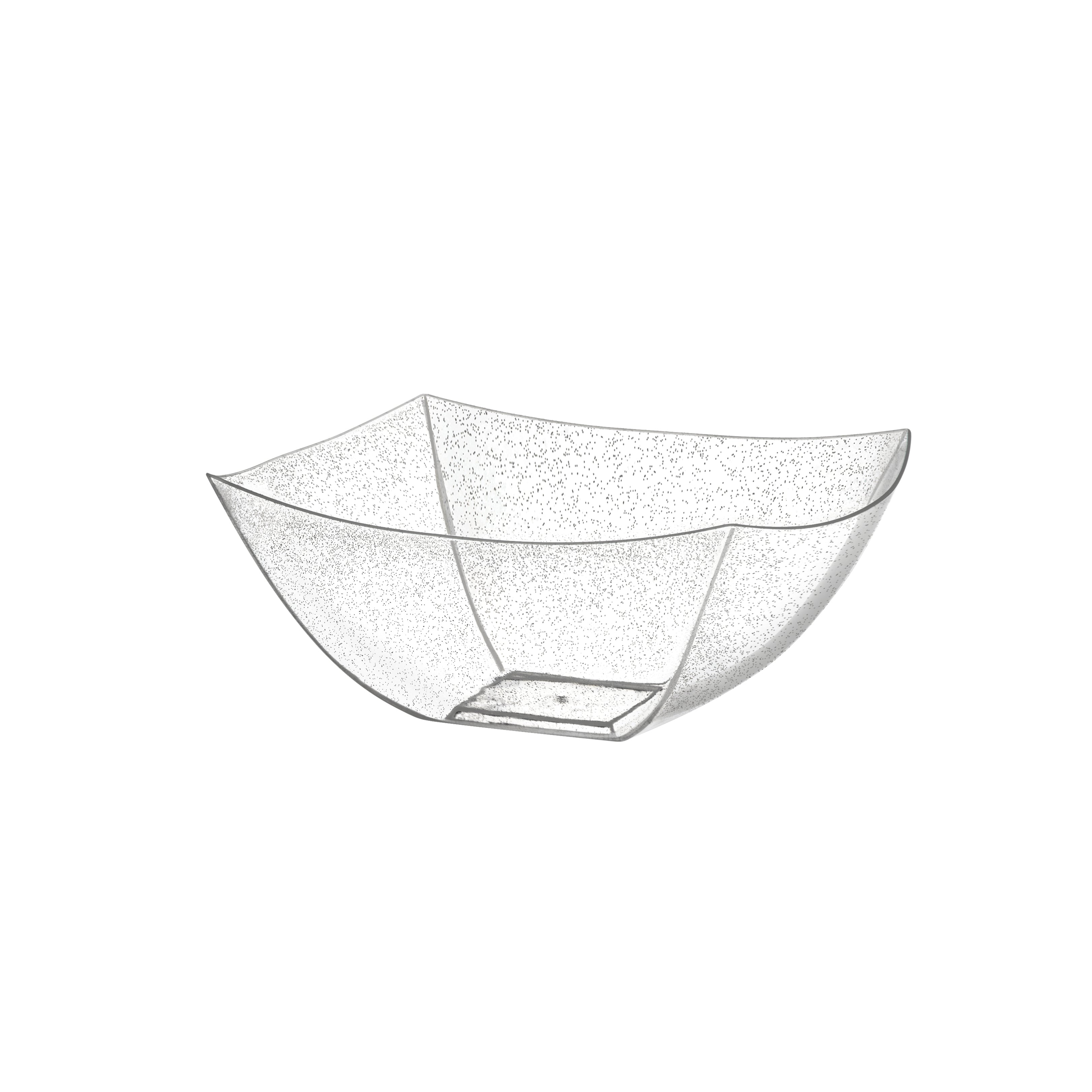 Square Silver Glitter Serving Bowl - 4 Count