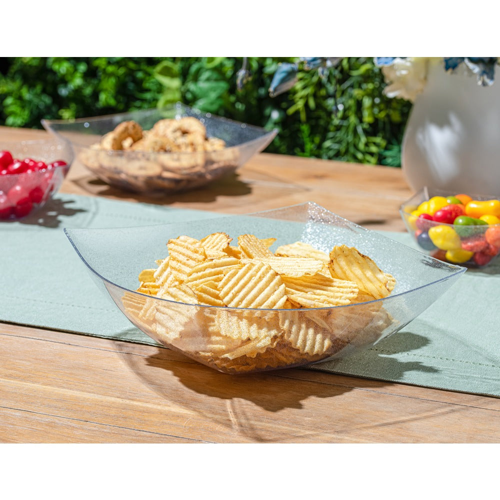 Square Silver Glitter Serving Bowl - 4 Count