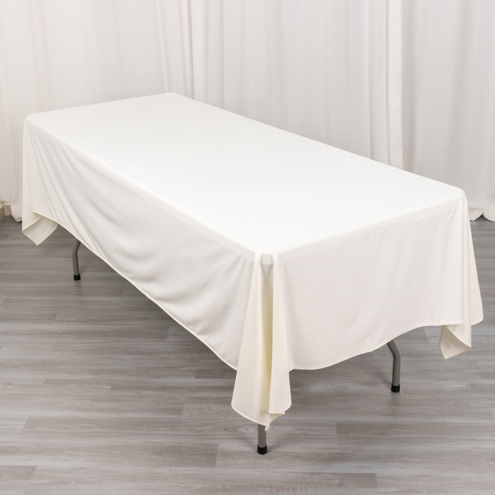 Premium Scuba Rectangular 60"x102" Tablecloth Ivory - Wrinkle Free & Stain Resistant Table Cover Tablecloths HIER_2182