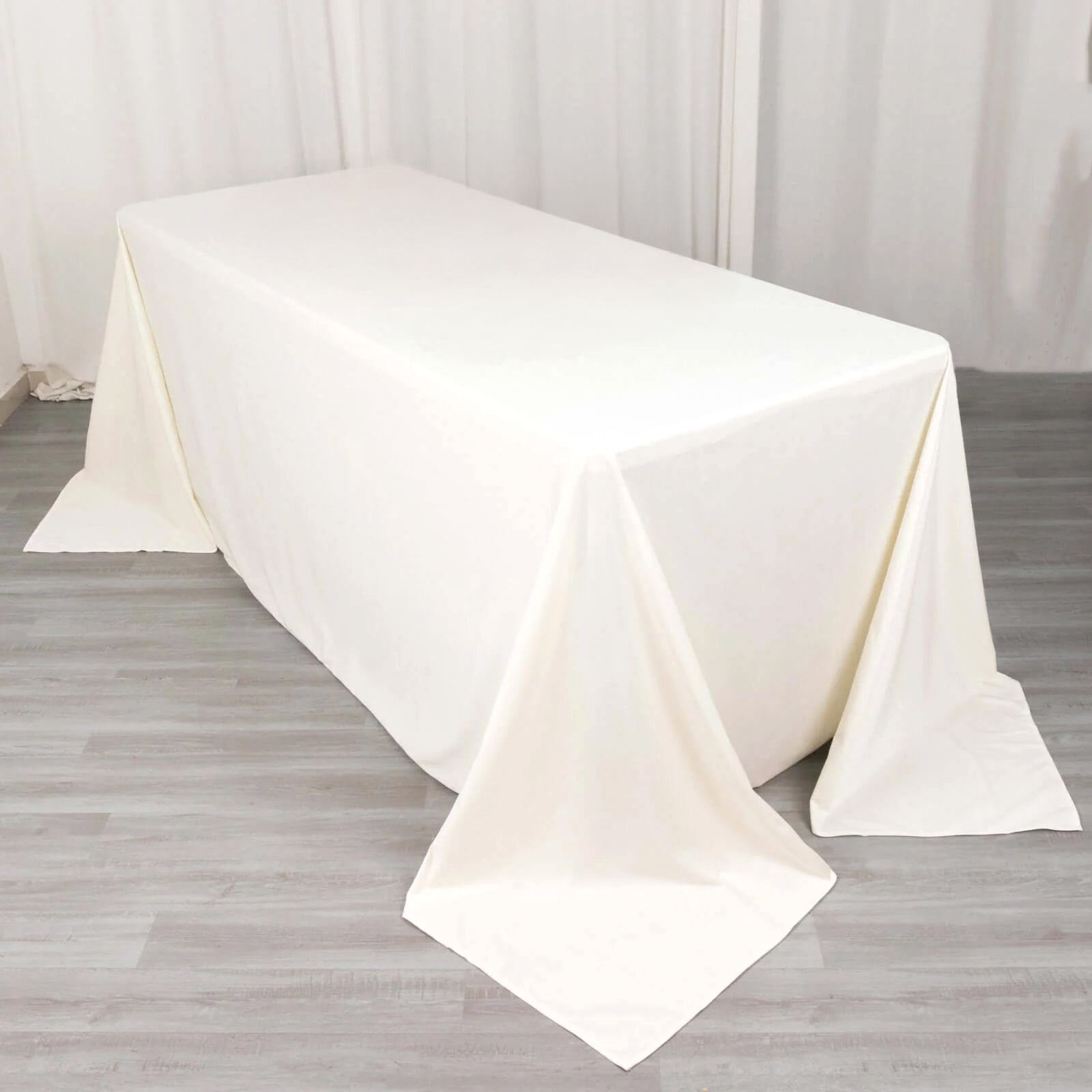 Premium Scuba Rectangular 90"x132" Tablecloth Ivory - Wrinkle Free, Stain Resistant & Seamless Table Cover Tablecloths HIER_2182