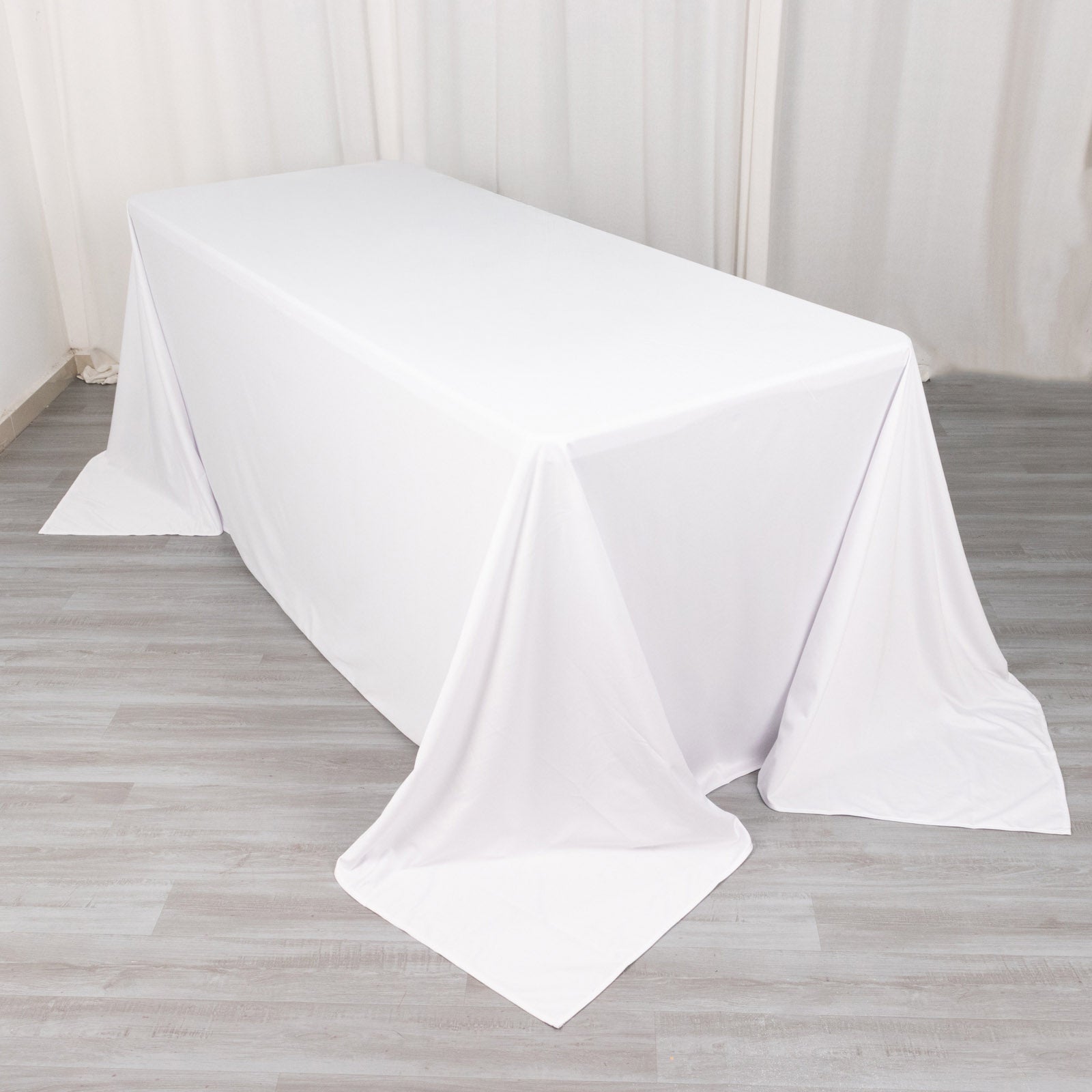 Premium Scuba Rectangular 90"x132" Tablecloth White - Wrinkle Free, Stain Resistant & Seamless Table Cover for Weddings and Parties Tablecloths HIER_2182
