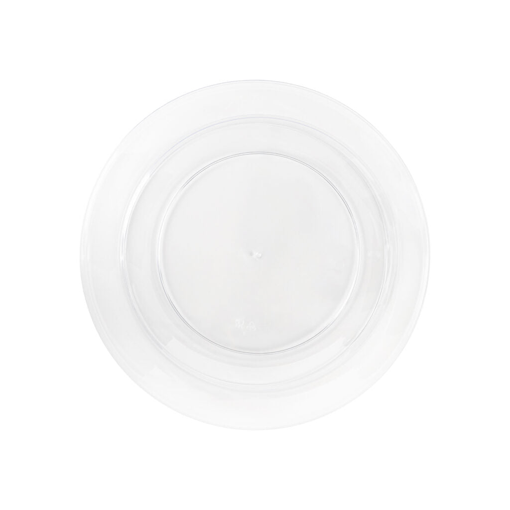 32 Pack Clear Round Plastic Dinnerware Set (16 Guests) - Presentation