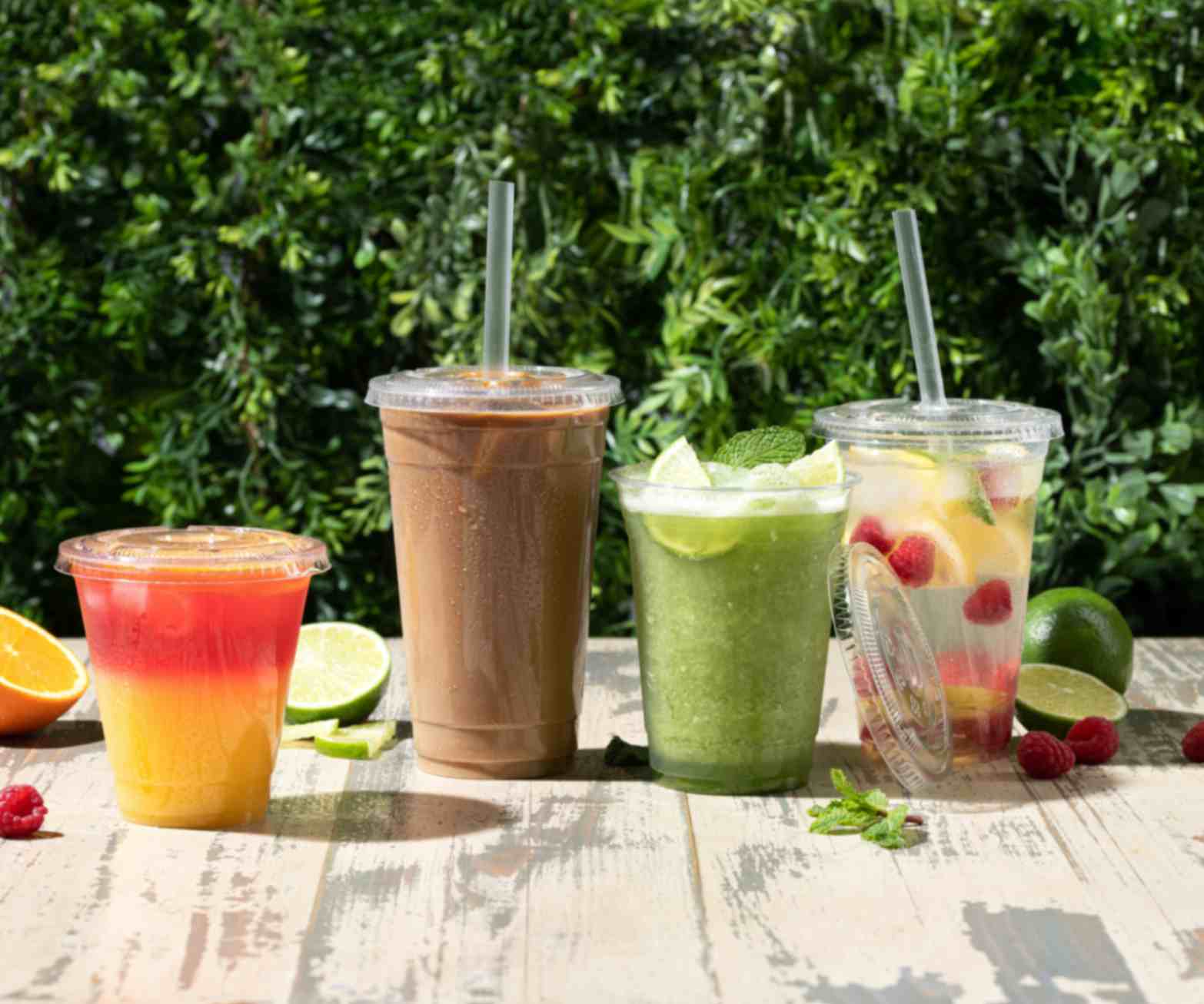 12 oz. Clear Plastic Cups with Straw Slot Lid, PET Cups with Lids Combo