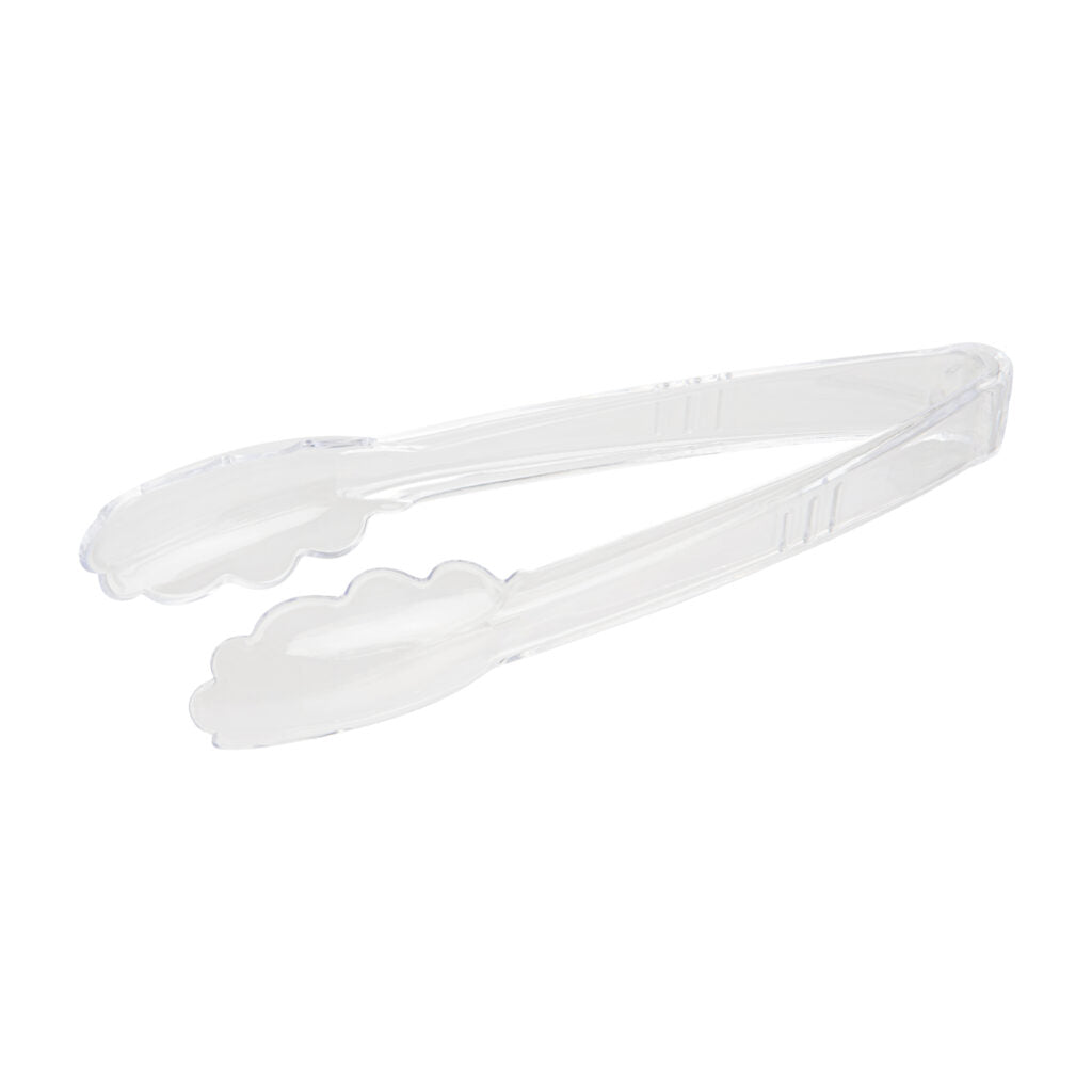 Clear Plastic Tongs with Scalloped Edge 9″ - (2 Count)