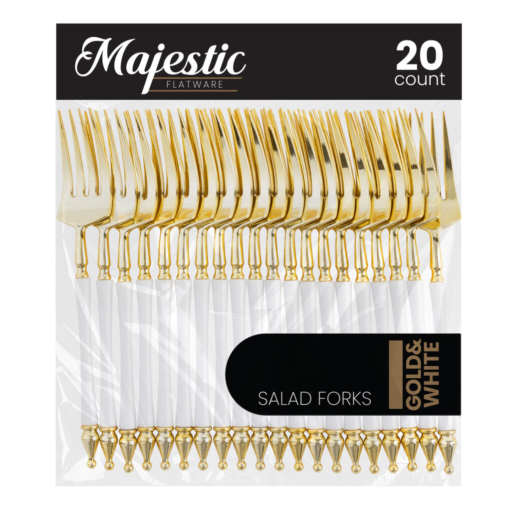 Majestic Collection Plastic Gold and White Flatware - 20 Count