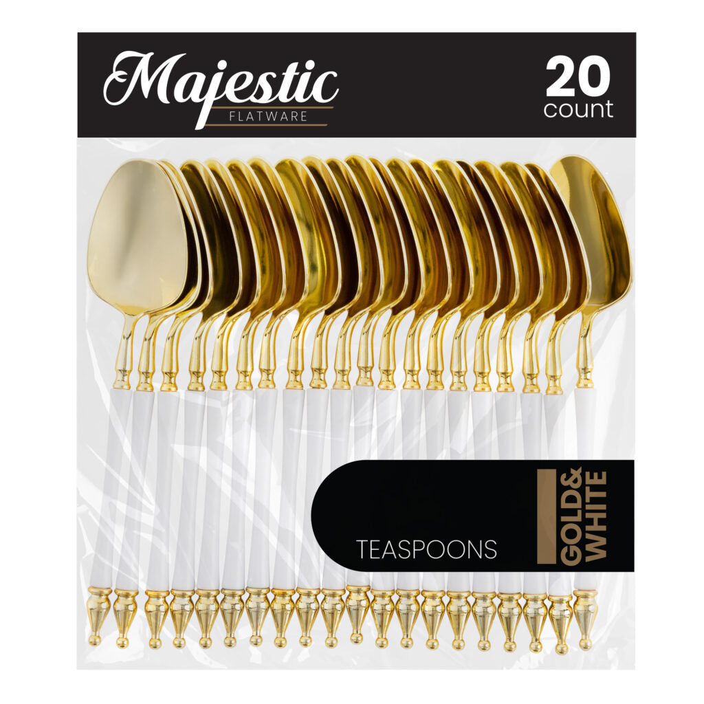 Majestic Collection Plastic Gold and White Flatware - 20 Count
