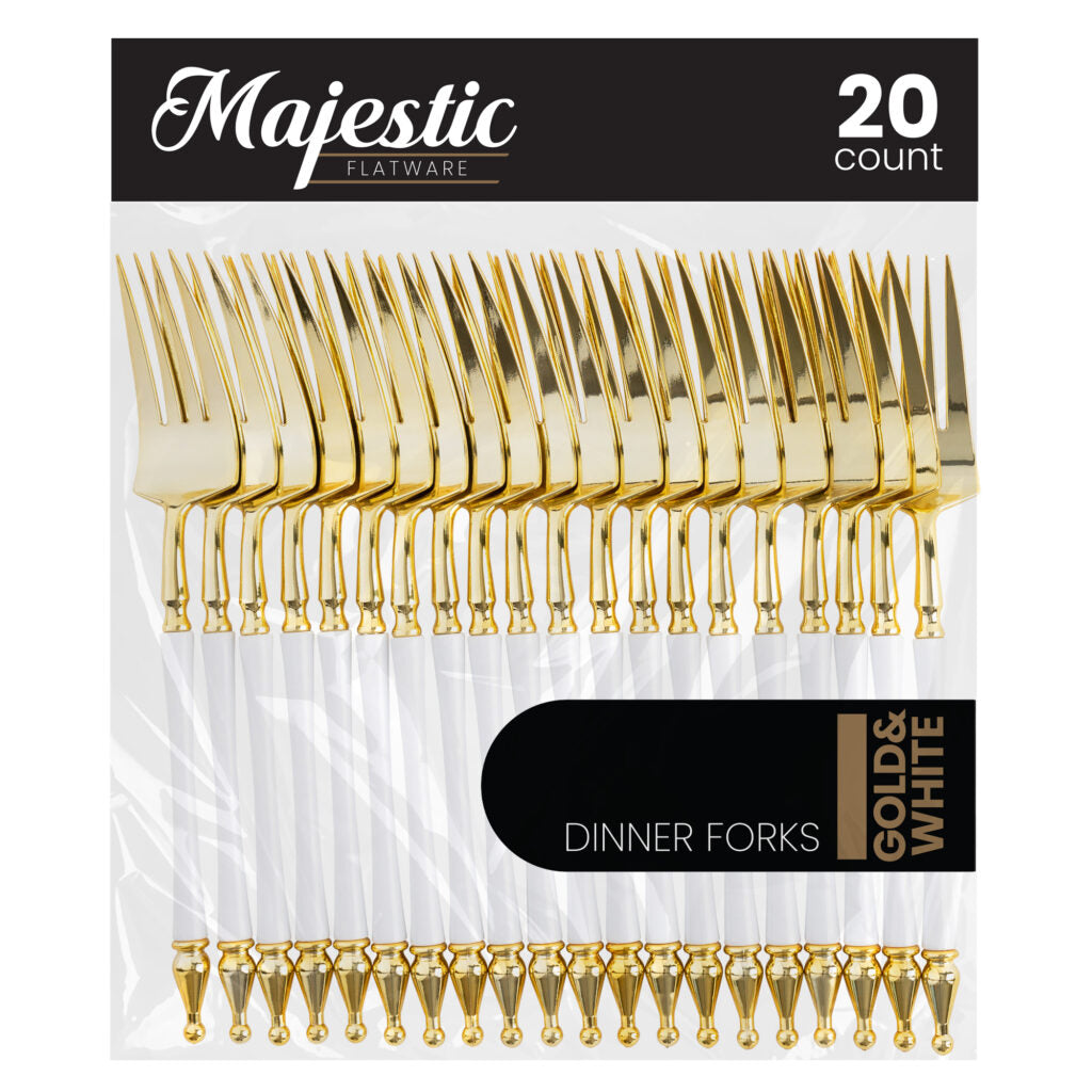 Majestic Collection Plastic Gold and White Flatware - 20 Count