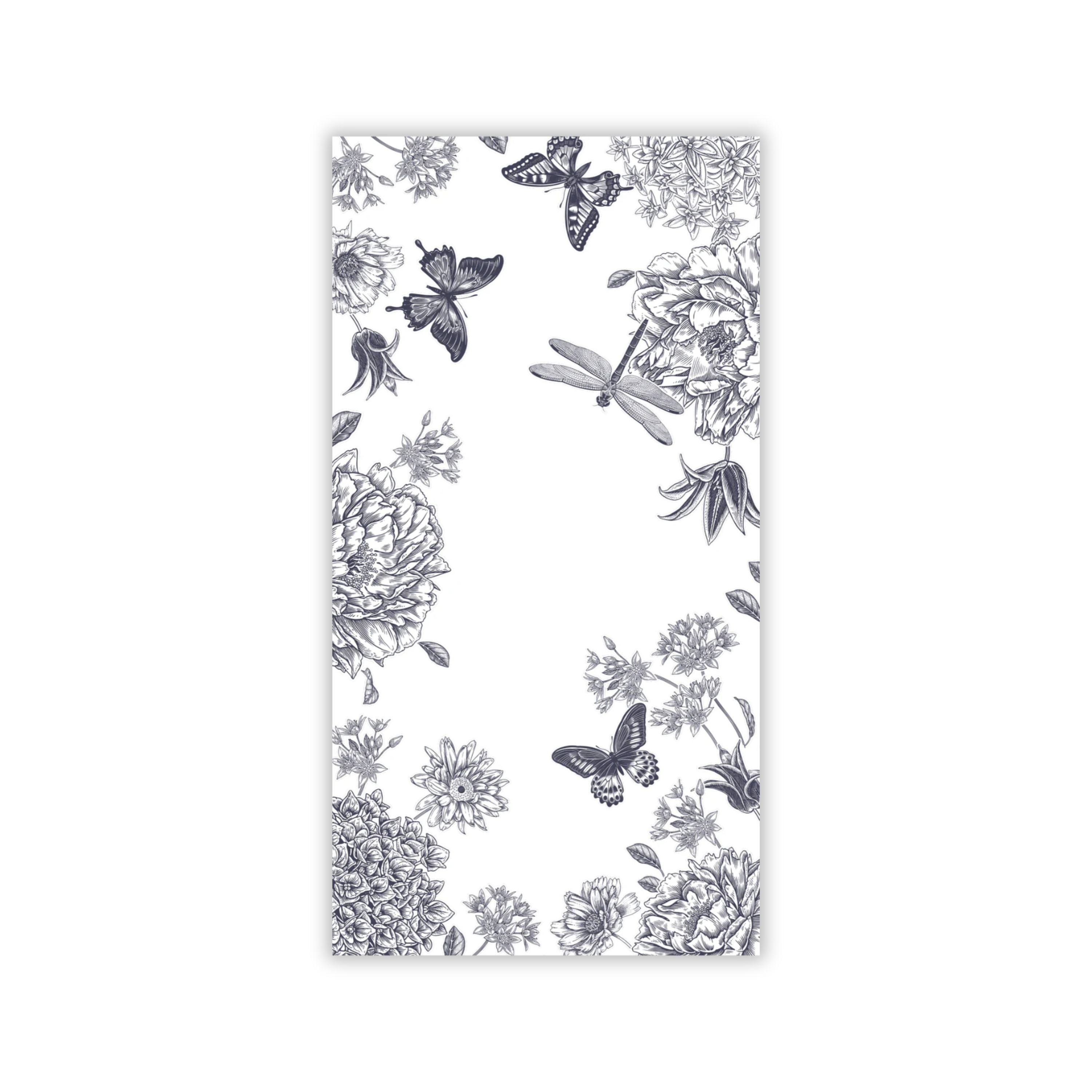 Disposable Linen-Like Paper Guest Towel 16 Pack - Dragonfly Toile Black