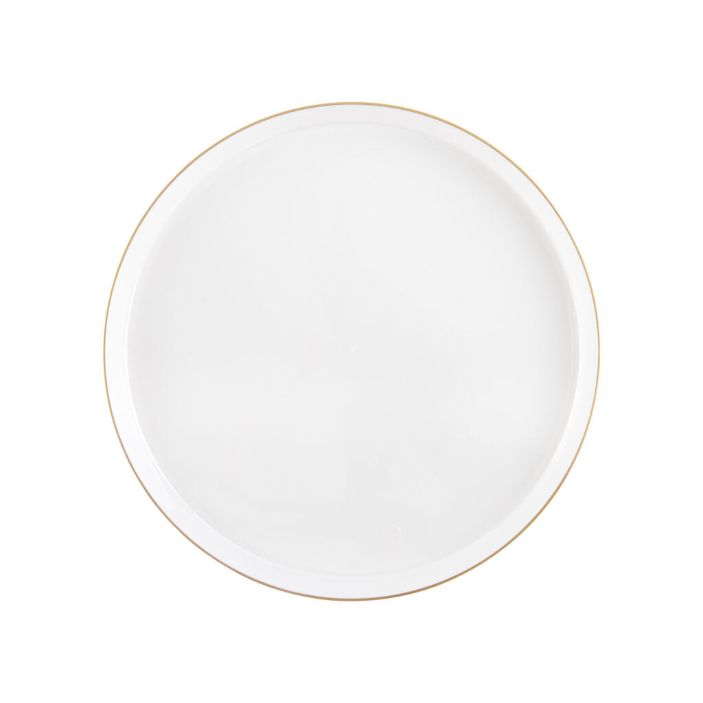 Pearl and Gold Rim Round Plastic Plates (10 Pack) - Sharp
