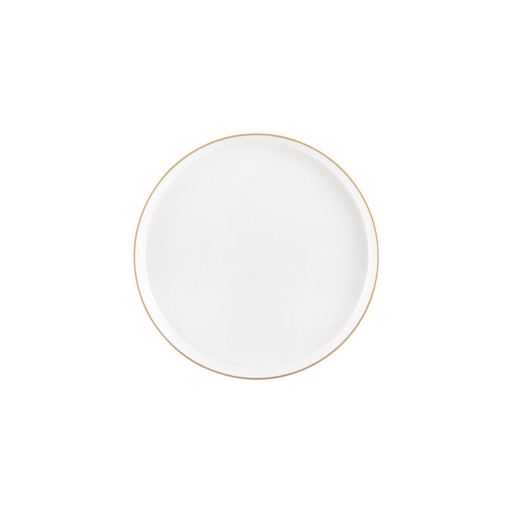 Pearl and Gold Rim Round Plastic Plates (10 Pack) - Sharp