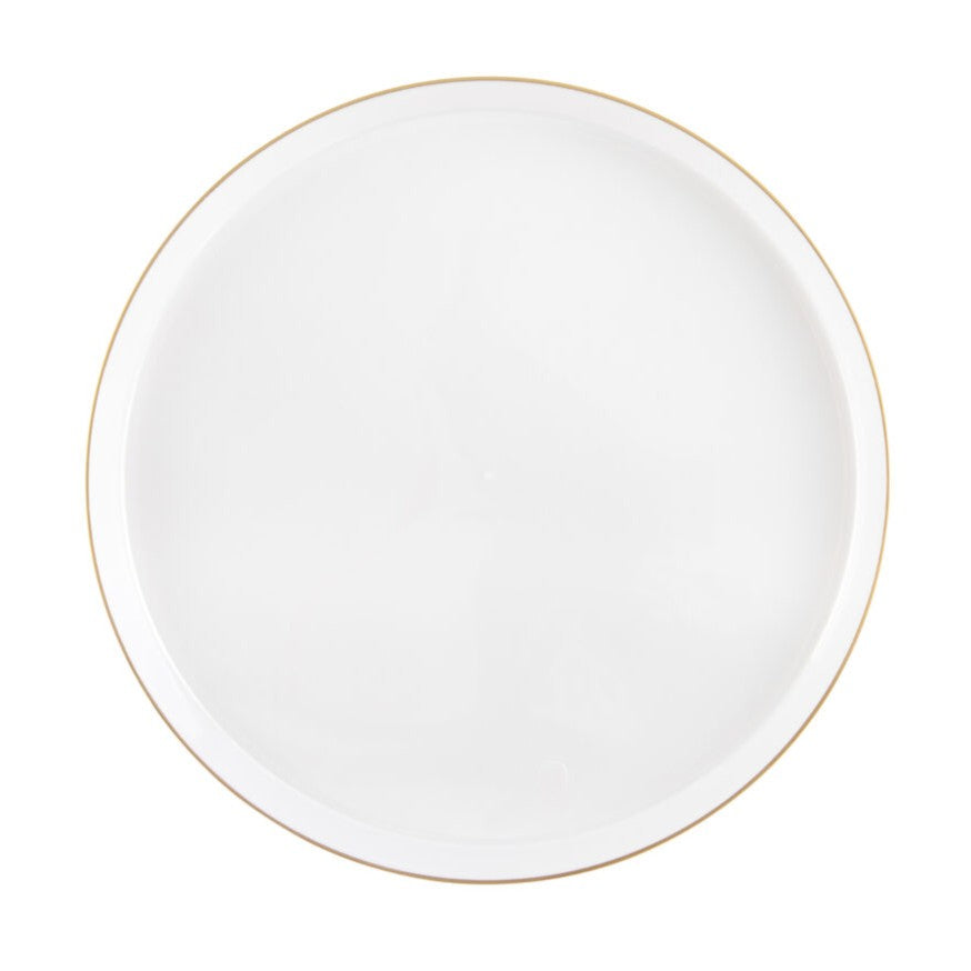 Pearl and Gold Rim Round Plastic Plates (10 Pack) - Sharp