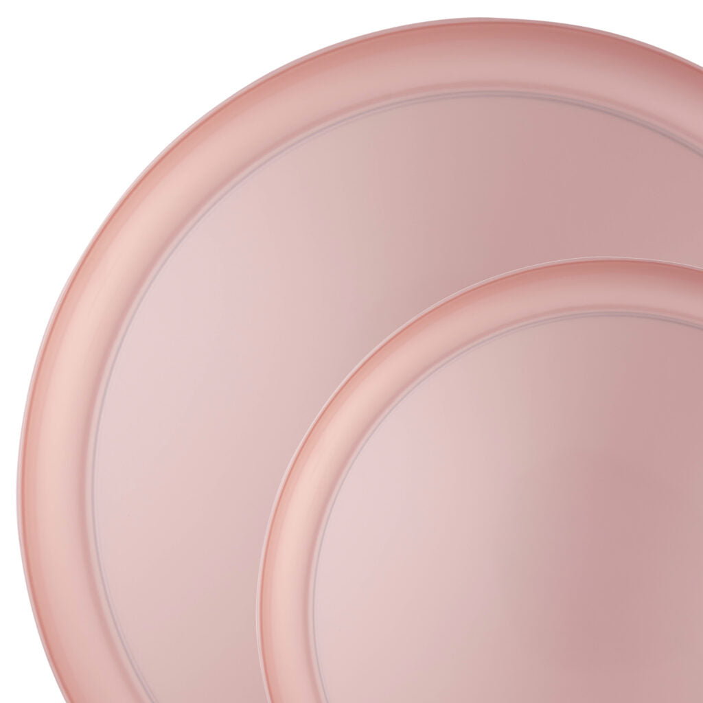 20 Pack Pink Pearl Round Plastic Dinnerware Set (10 Guests) - Edge