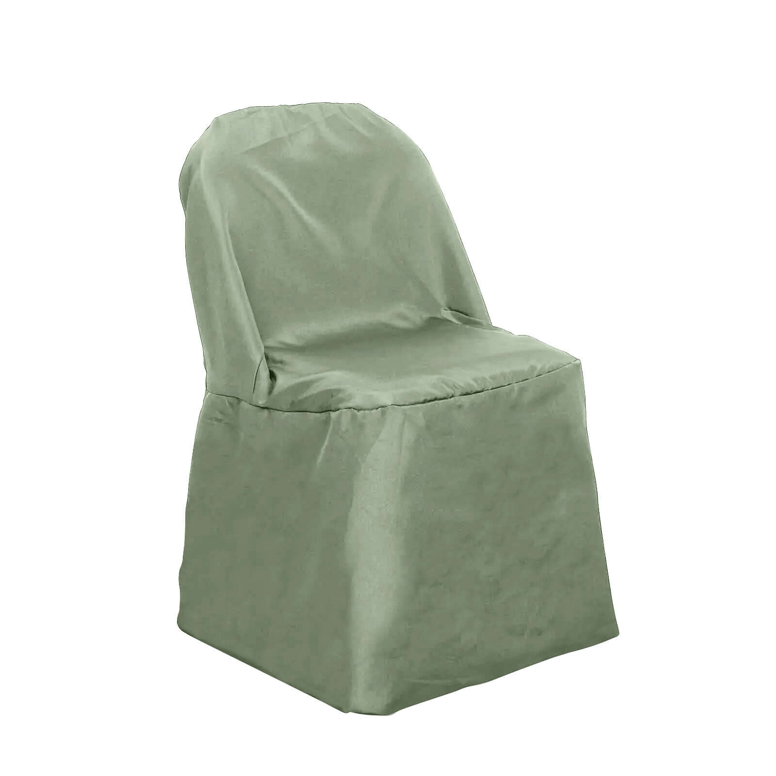 Polyester Slip On Folding Chair Covers Dusty Sage Green - Stain-Resistant Reusable Durable Fabric Chair Covers HIER_3210