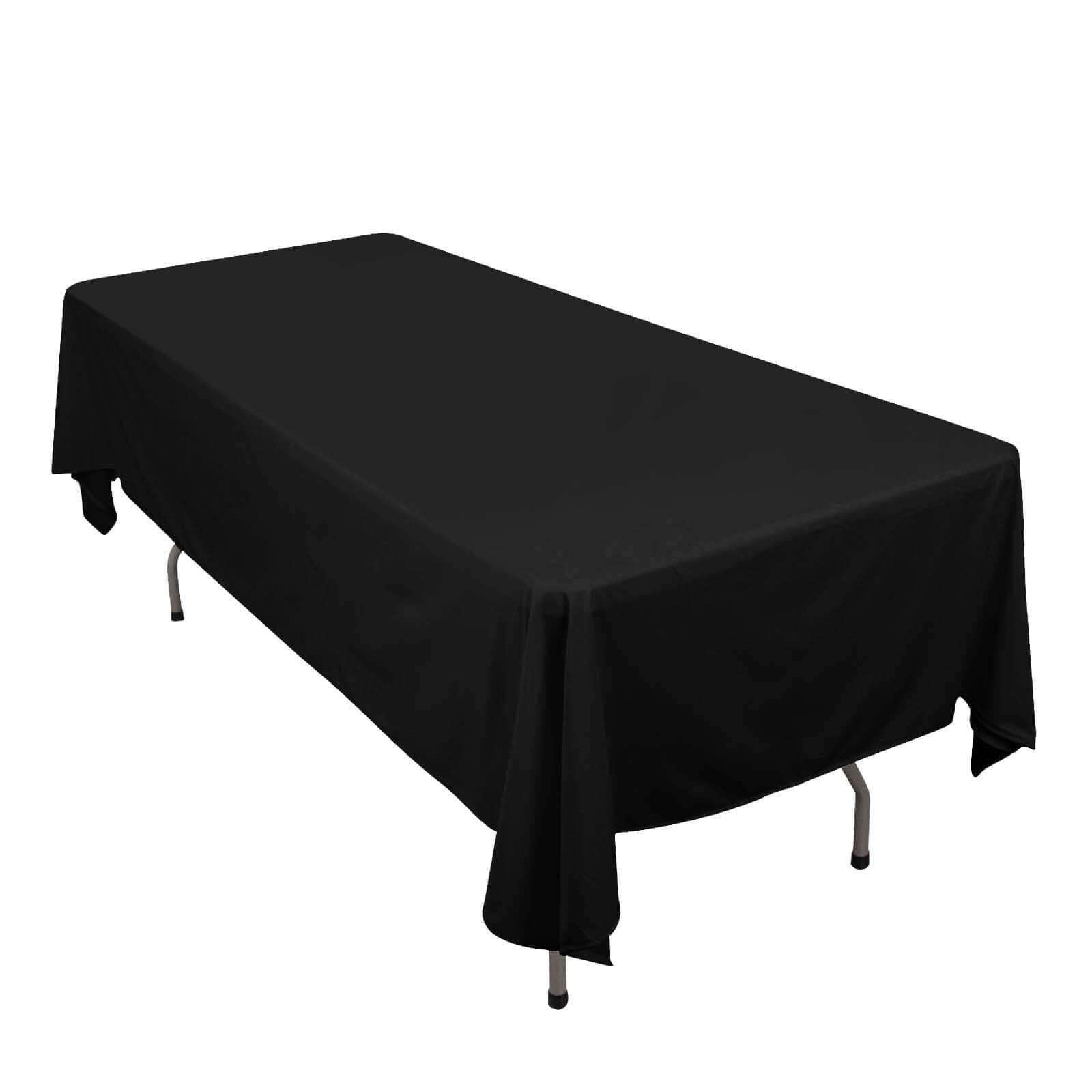 Premium Scuba Rectangular 60"x102" Tablecloth Black - Wrinkle Free & Stain Resistant Table Cover for Weddings and Banquets Tablecloths HIER_2182