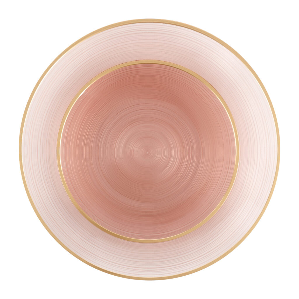 32 Pack Transparent Rose and Gold Round Plastic Dinnerware Set (16 Guests) - Crystal Design