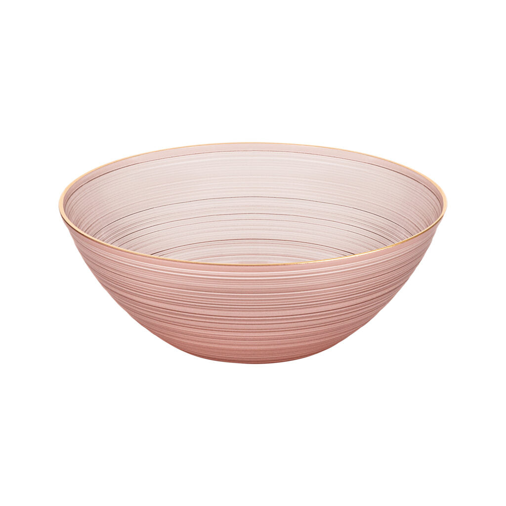 12 oz. Transparent Rose and Gold Round Soup Bowls (10 Count) - Crystal Design