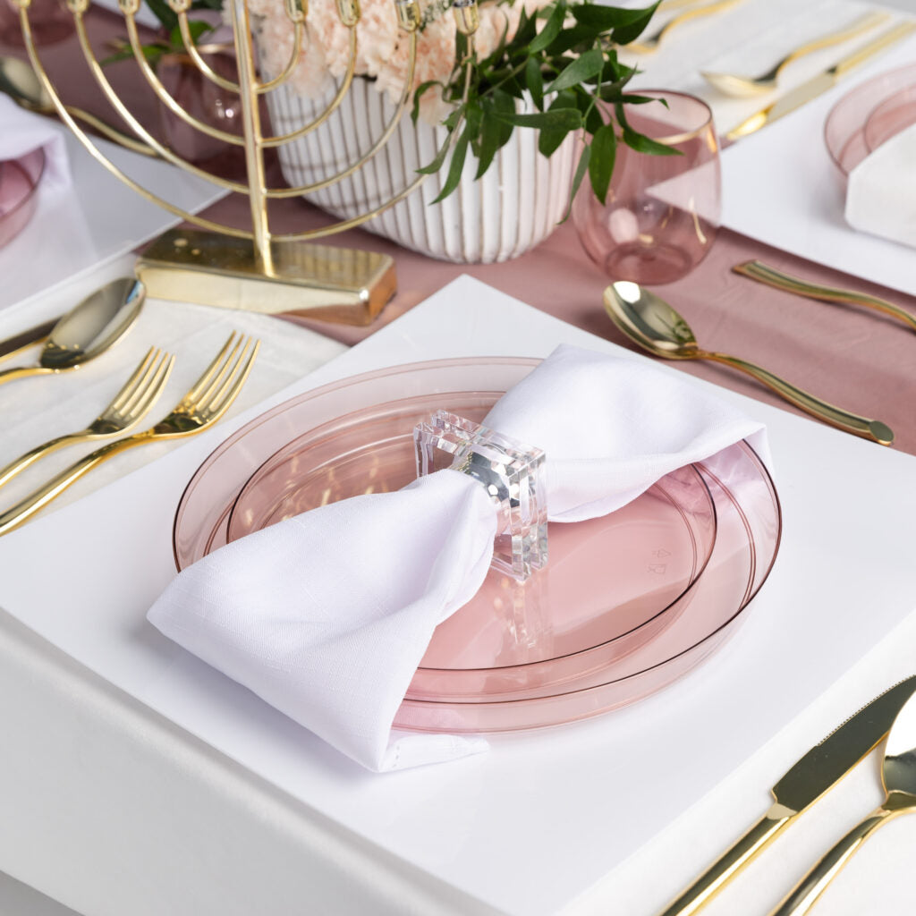 Transparent Rose Round Plastic Plates (10 Pack) - Sharp