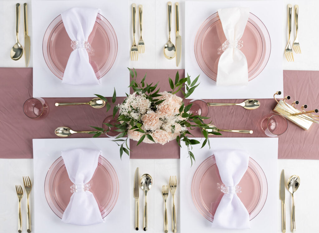 Transparent Rose Round Plastic Plates (10 Pack) - Sharp