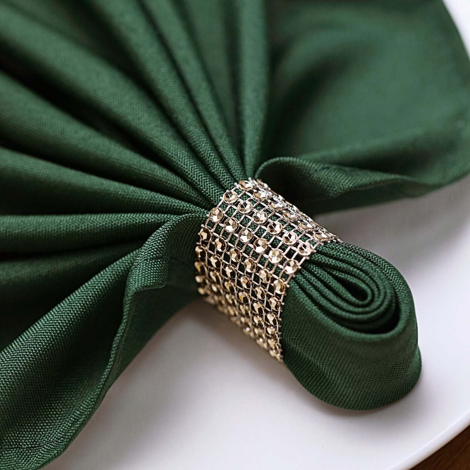 10 Pack Rhinestone Napkin Rings with Velcro Brooch Buckle Antique Gold - Stylish Design for Chair Sashes Napkins HIER_2480