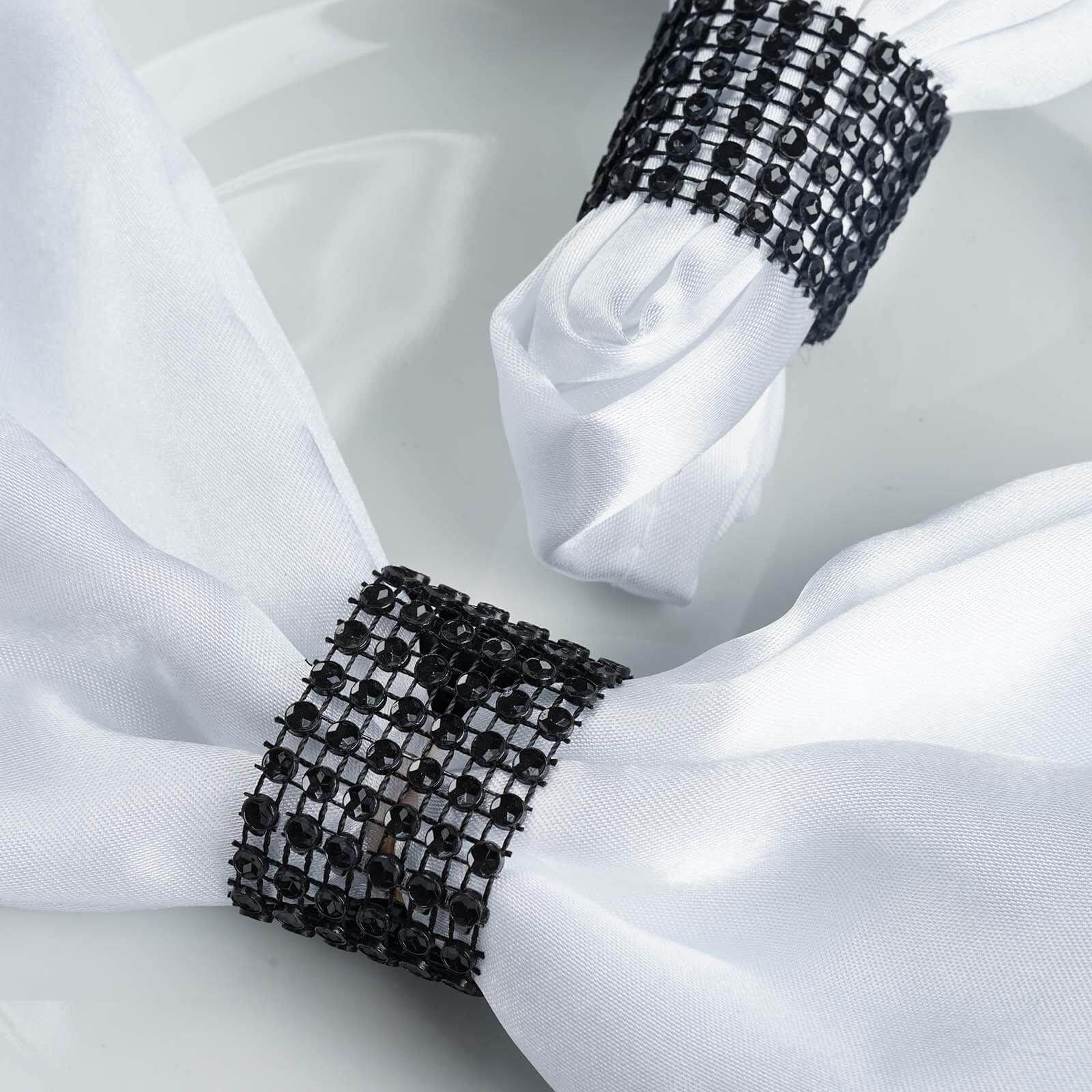 10 Pack Rhinestone Napkin Rings with Velcro Brooch Buckle Black - Stylish Design for Chair Sashes Napkins HIER_2480