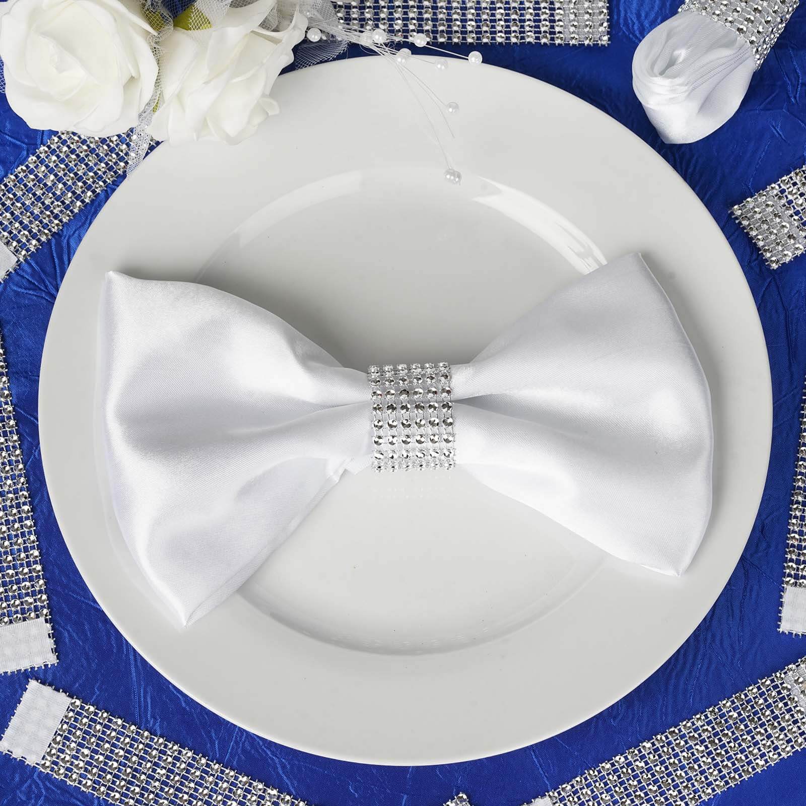 10 Pack Rhinestone Napkin Rings with Velcro Brooch Buckle Silver - Stylish Design for Chair Sashes Napkins HIER_2480