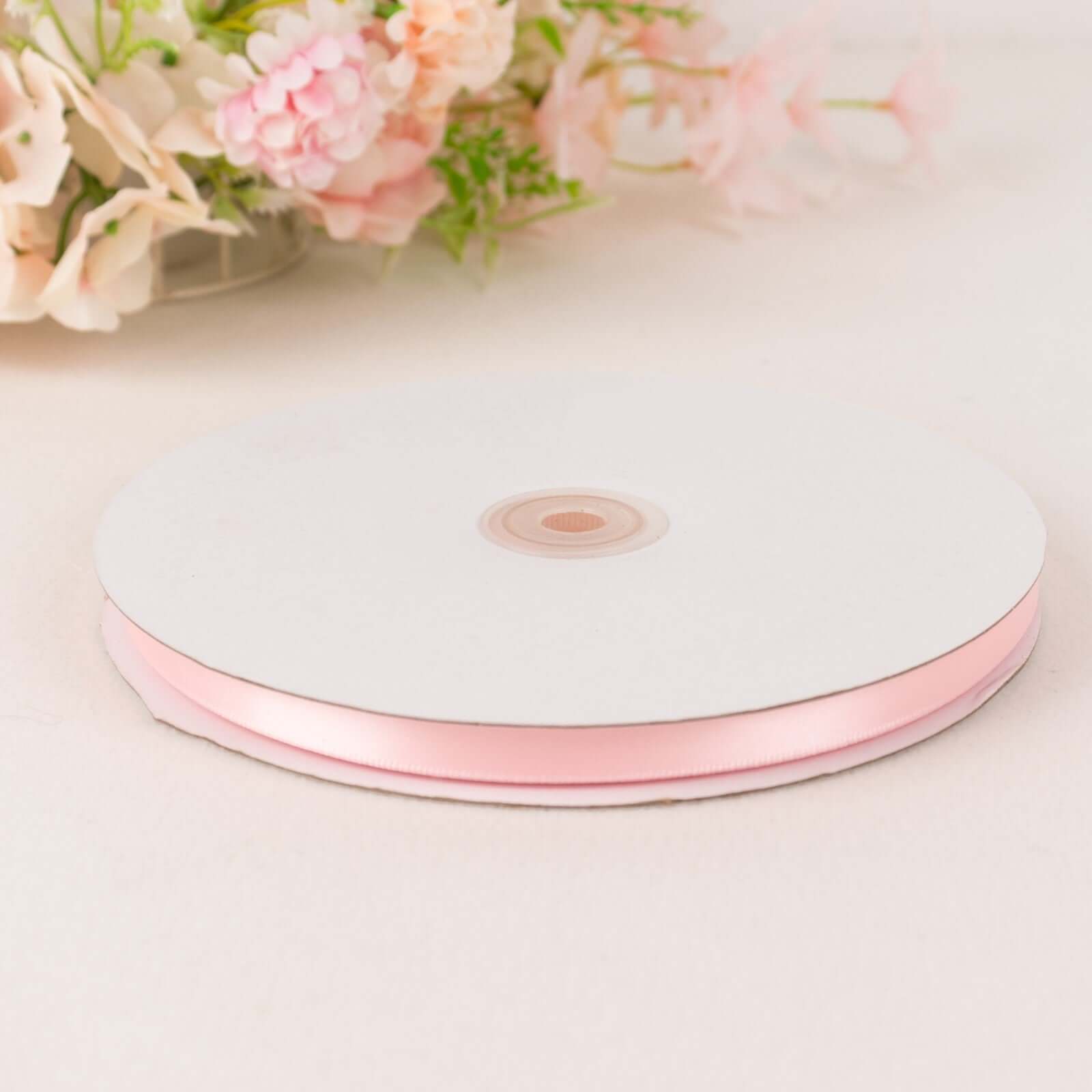 100 Yards 3/8" Blush Single Face Decorative Satin Ribbon Ribbons HIER_9400