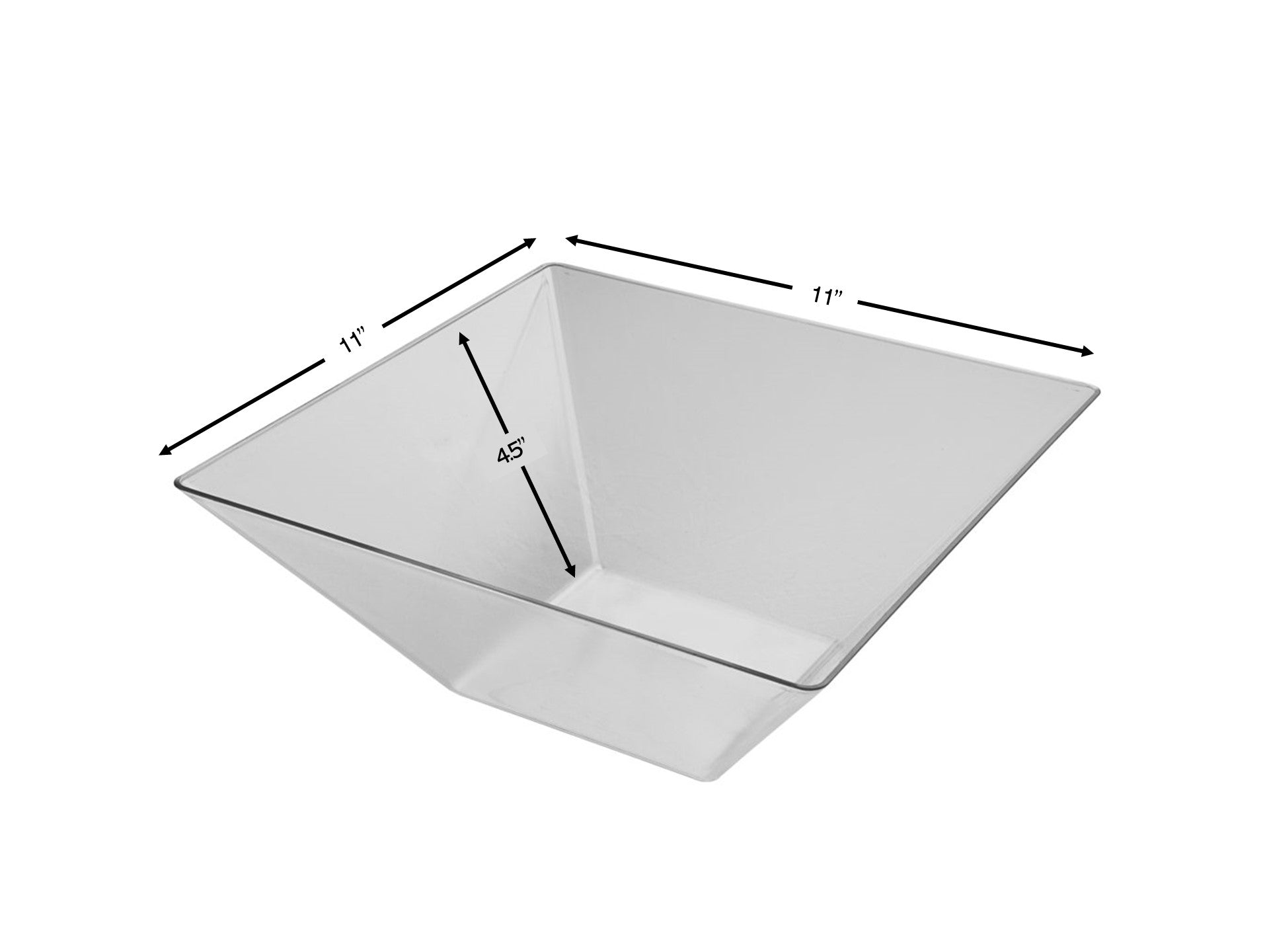 Clear Plastic Square Serving Bowl - 3 Pack