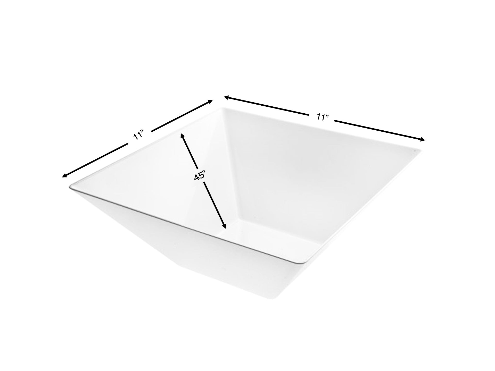 White Plastic Square Salad Bowl - 3 Pack