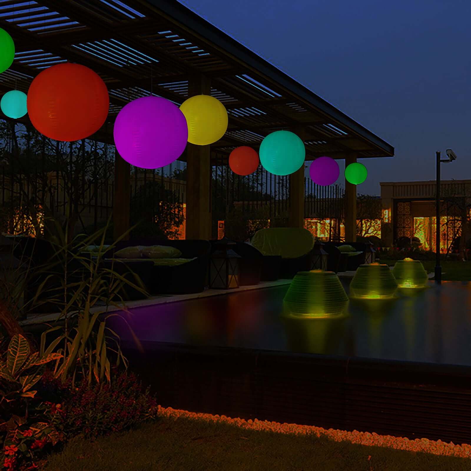 12" Inflatable Outdoor Garden Light Up Ball, Floating Pool Glow Ball With Remote - 13 RGB Colors and 3 Color Modes LED HIER_8700