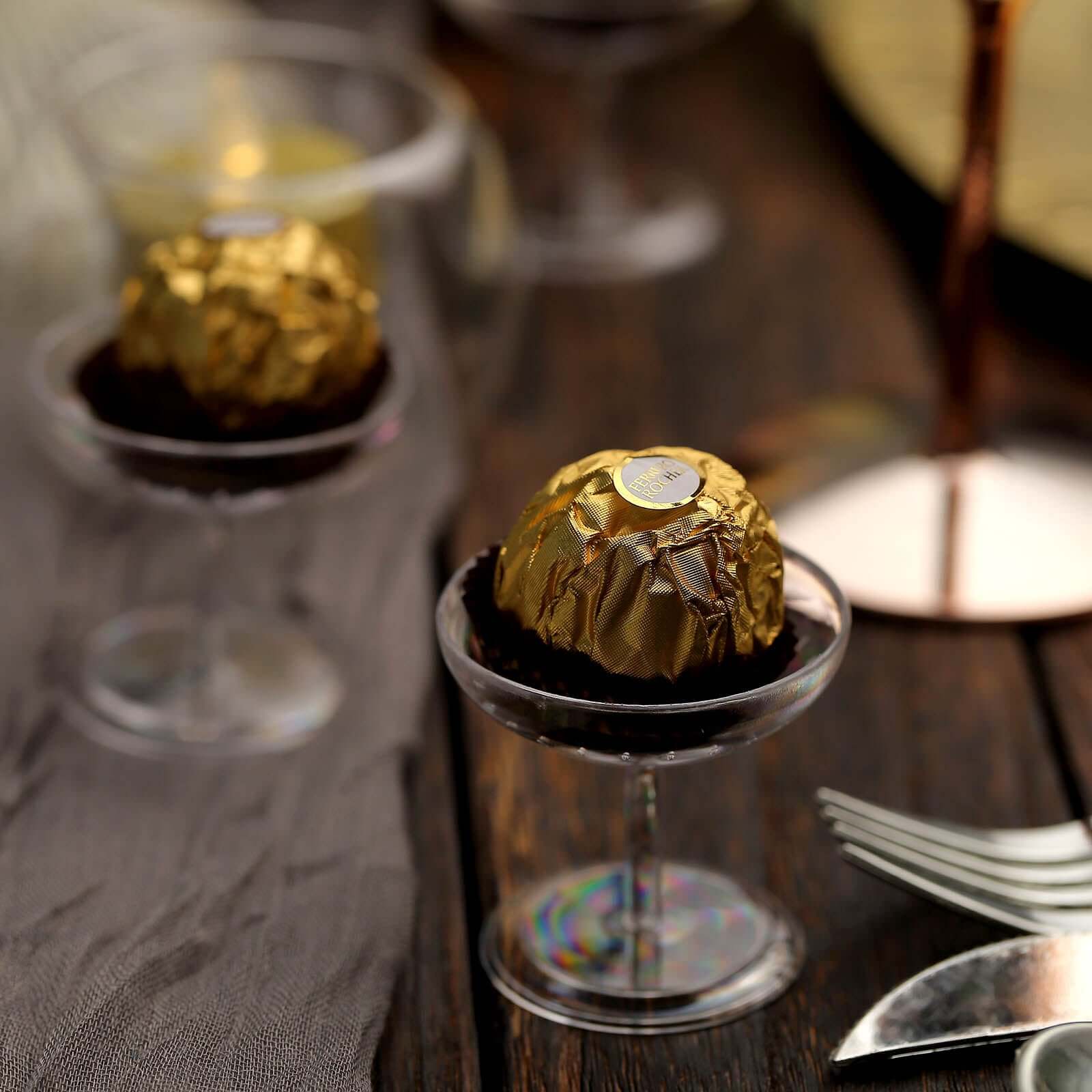 12-Pack Plastic Dessert Cup Candy Dishes Clear - Decorative Mini Pedestal Stands for Treats 2" Disposables HIER_4400
