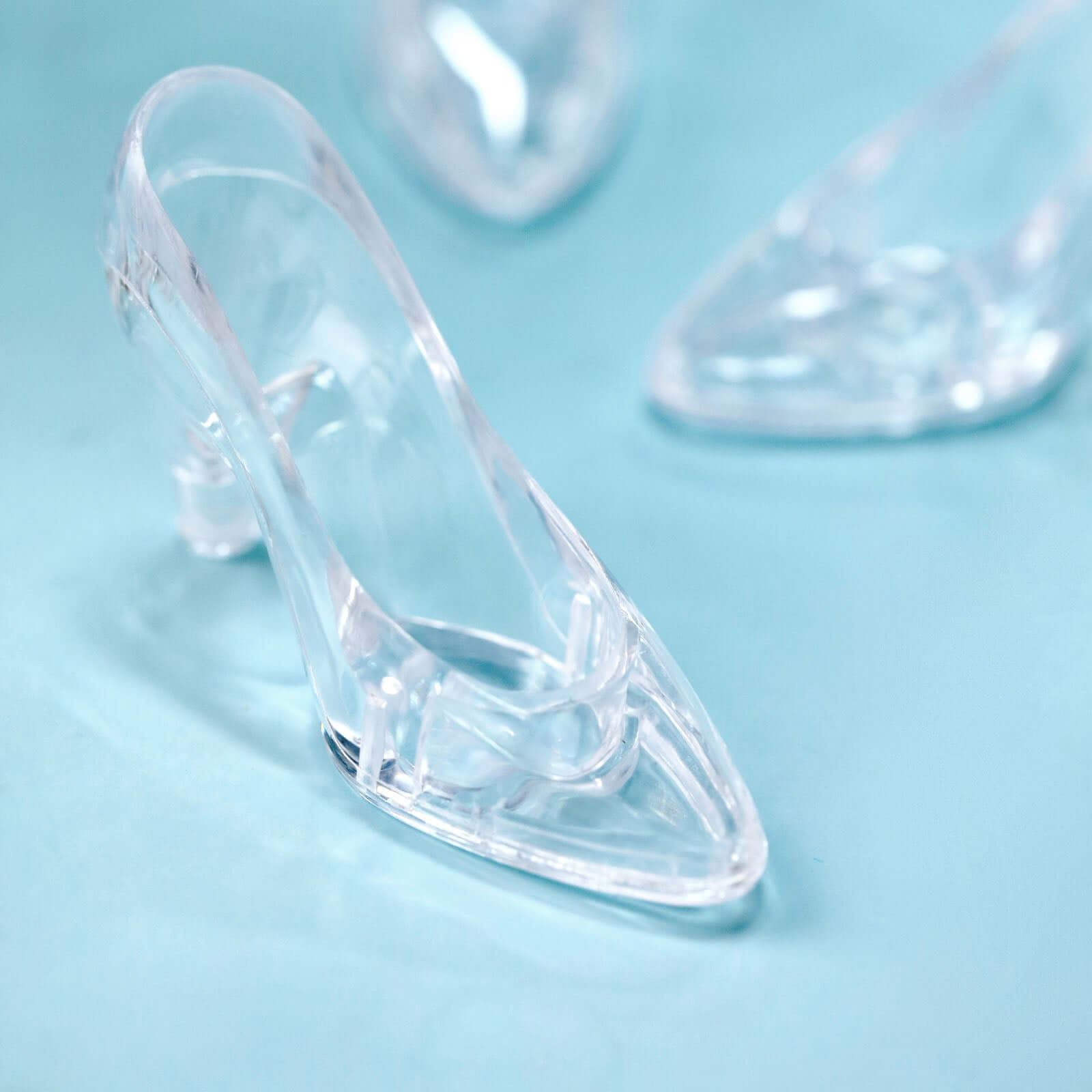 12 Pack 3" Clear Cinderella Princess Slippers Party Decor Gift Favor, Candy Container Treats Display Decorations HIER_9750