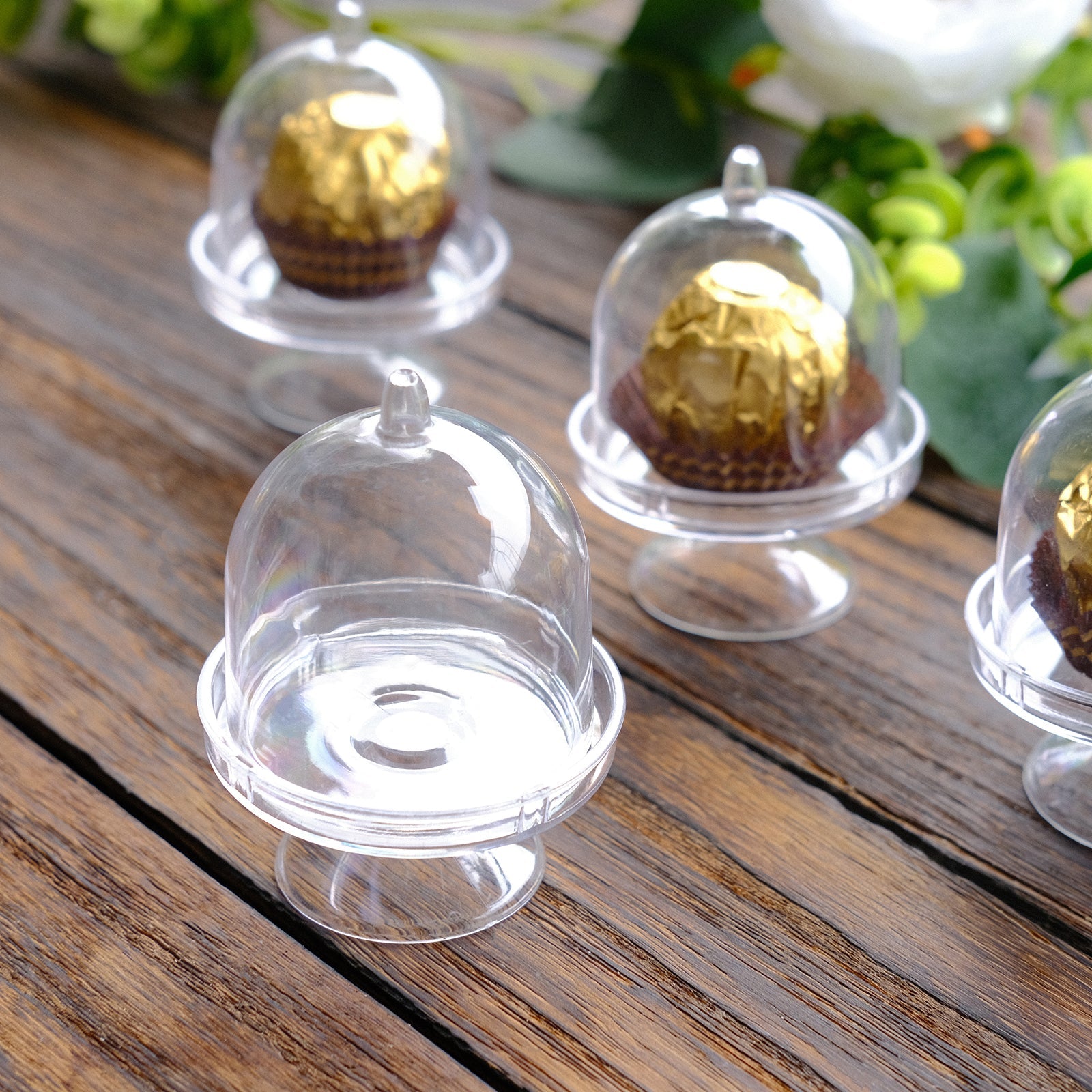 12-Pack Fillable Mini Pedestal Candy Container Clear - Stylish Candy Treat Favor Containers with Dome Lid 3" Disposables HIER_9740