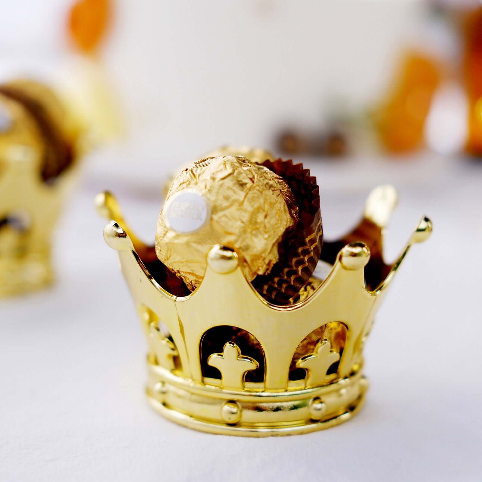 12-Pack Fillable Mini Crown Candy Container Gold - Regal Baby Shower Candy Treat Favor Containers 3" Decorations HIER_9740