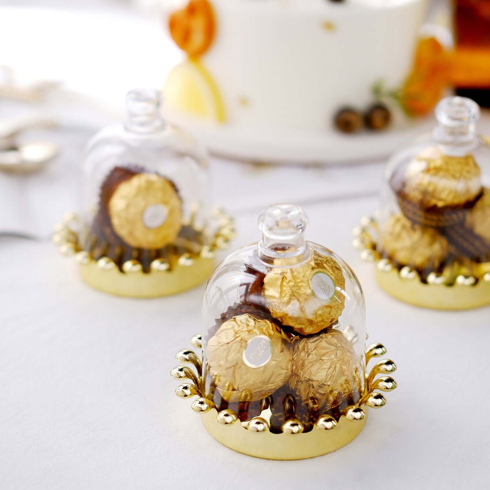 12 Pack 4" Clear Gold Mini Crown Treats Party Favor Boxes, Small Treats Jar Party Favor Boxes With Dome Lid Decorations HIER_9720