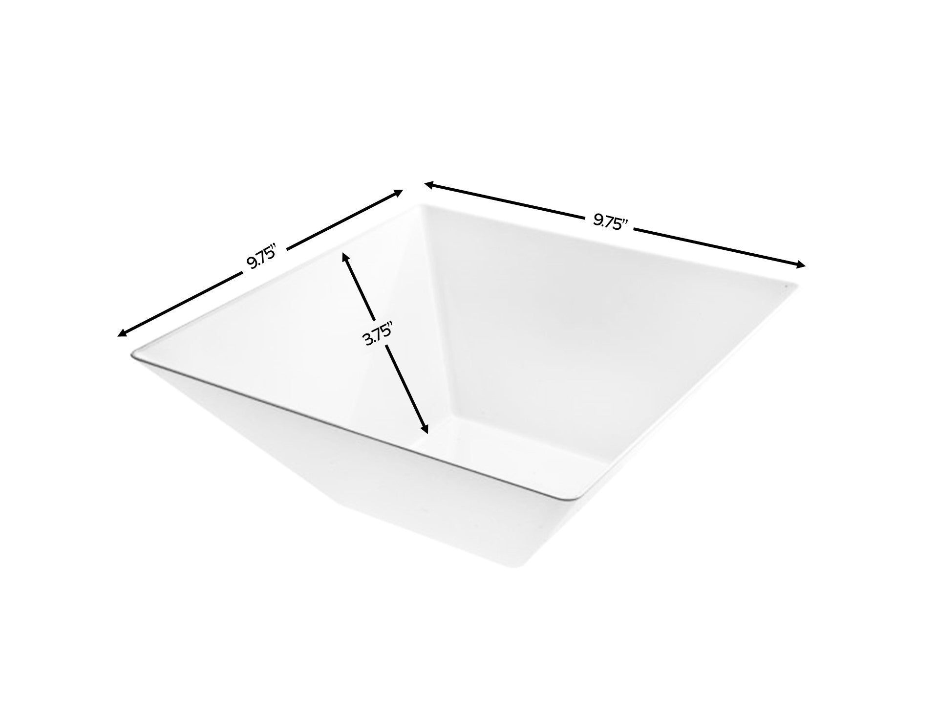 White Plastic Square Salad Bowl - 3 Pack