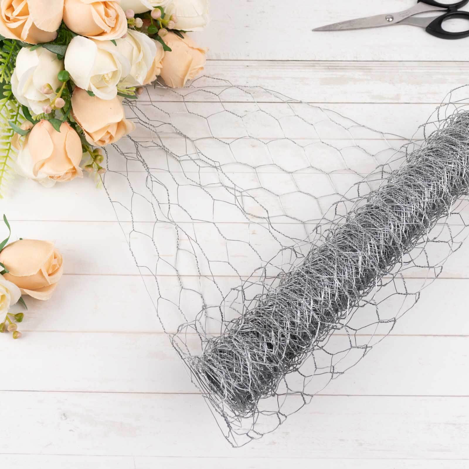 12"x16ft Silver Galvanized Metal Hexagonal Chicken Wire Mesh For DIY Crafts, Garden Fence Poultry Netting Decorations HIER_9600