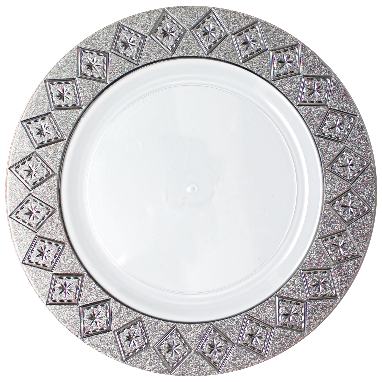 White and Silver Round Plastic Plates - Imperial